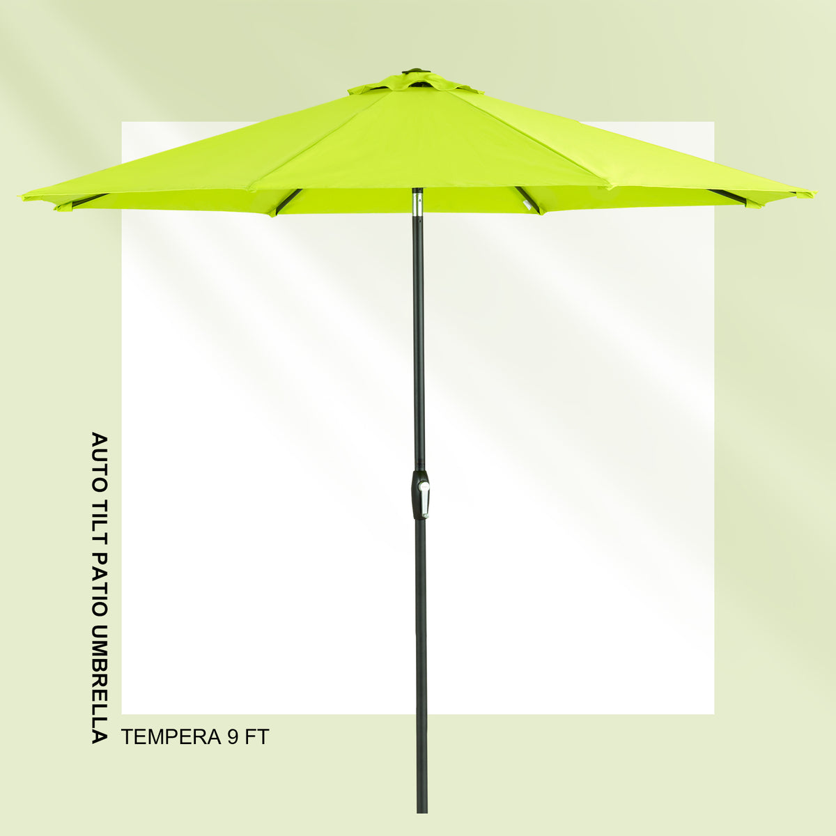 Tempera 9Ft Auto Tilt Flora Patio Umbrella Apple Green – Tempera Patio