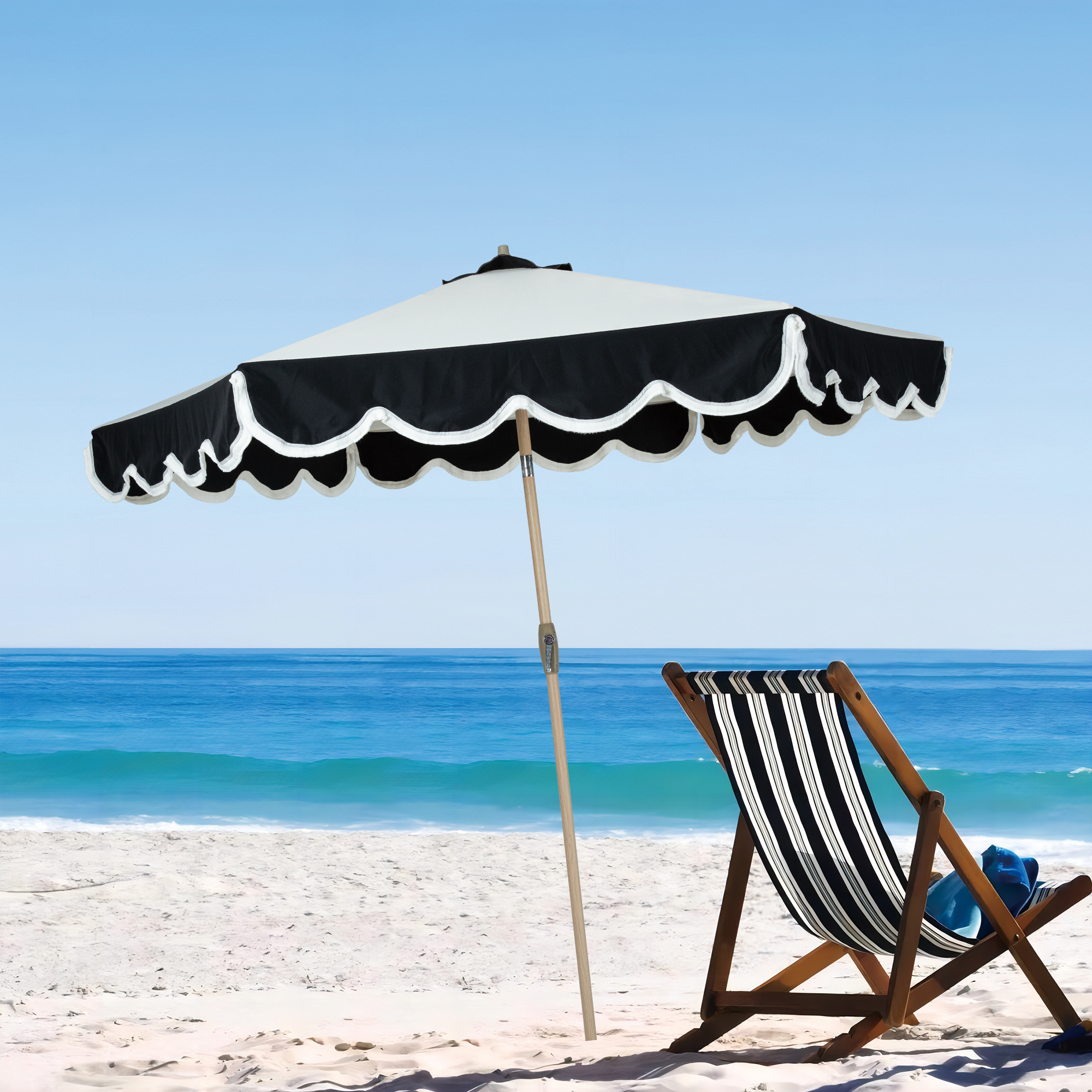 Tempera 9ft Scalloped Fringe Patio Umbrella