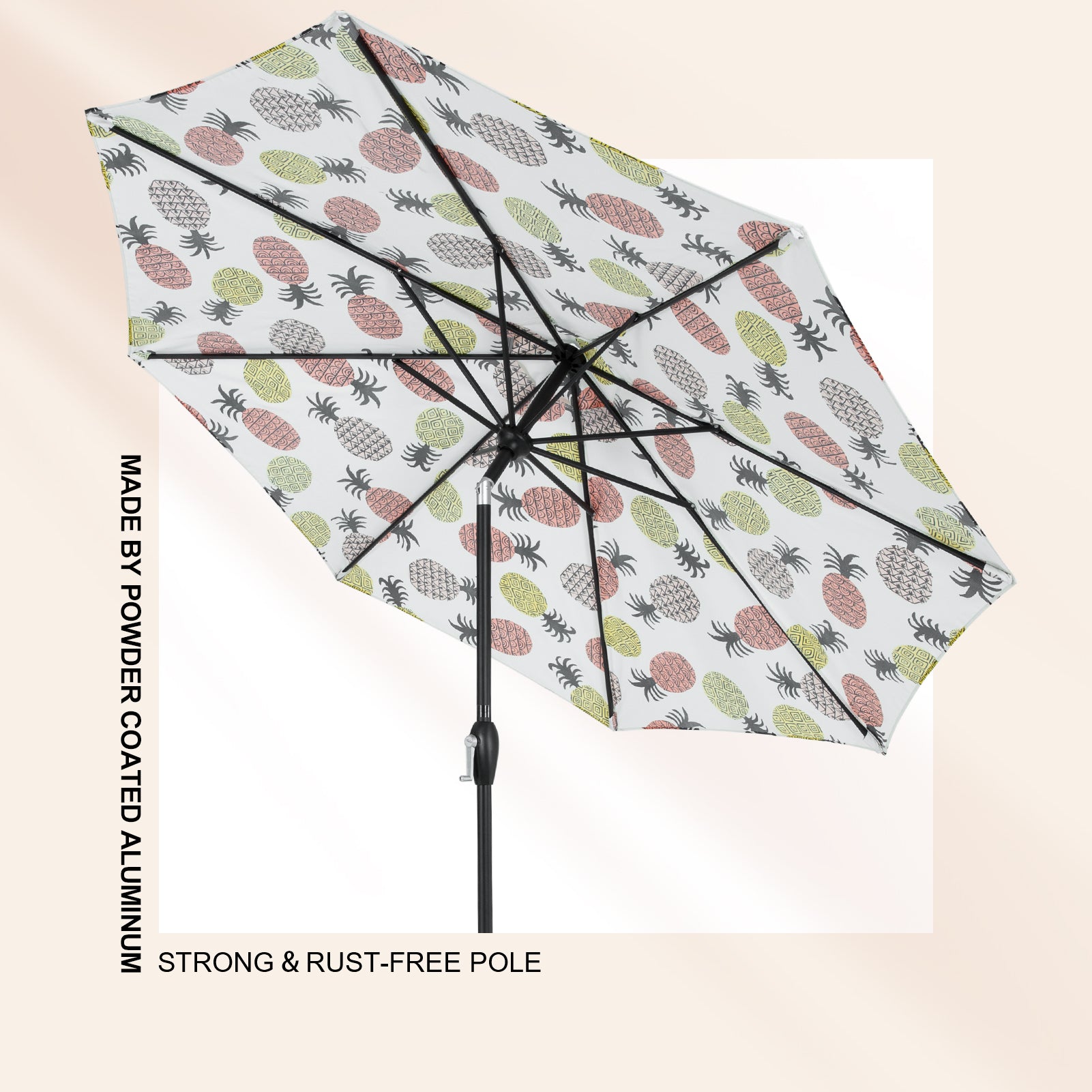9 ft patio umbrella floral Tempera 9Ft Auto Tilt Flora Patio Umbrella PineApple