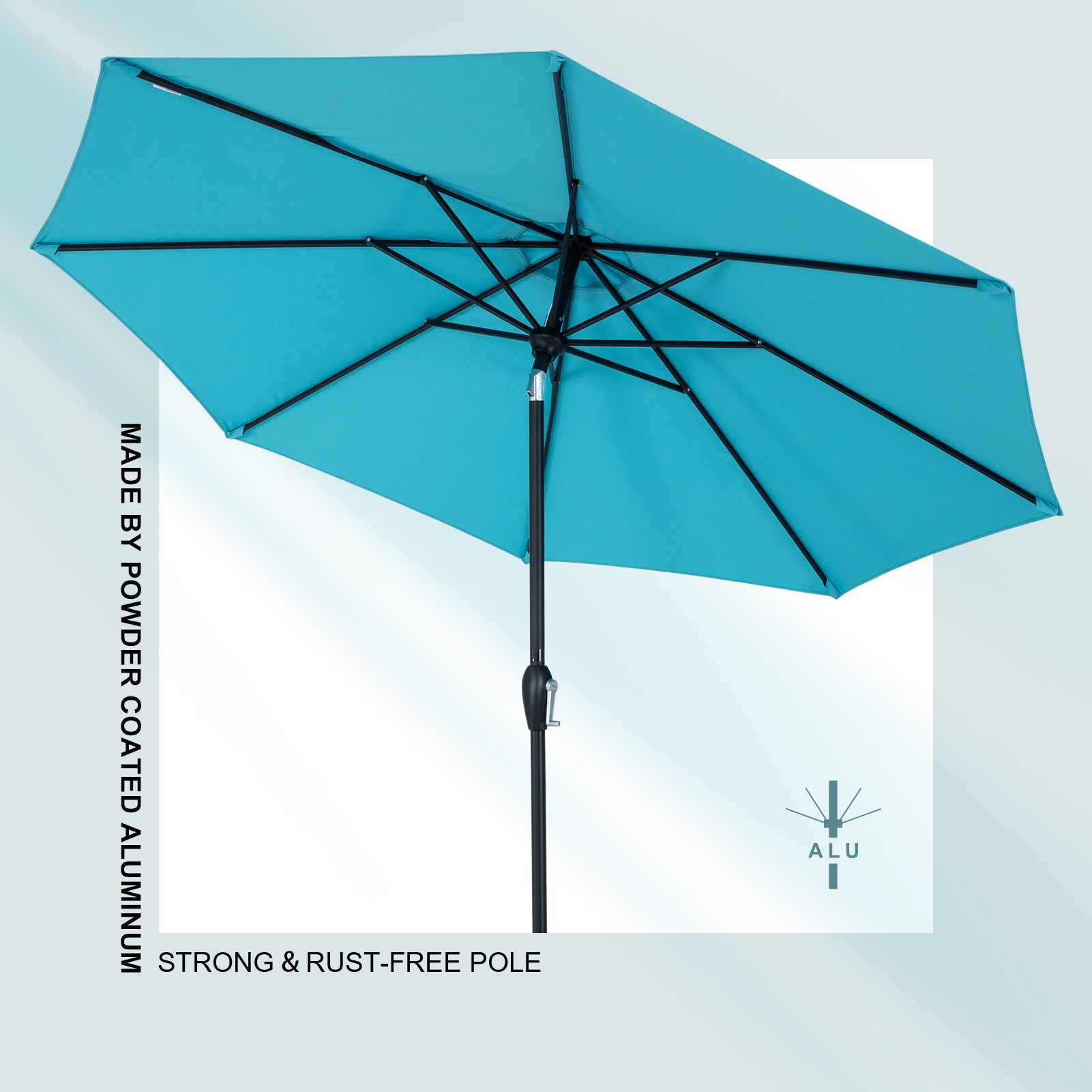 9 ft teal patio umbrella Tempera 9Ft Push Button Tilt Flora Patio Umbrella Turquoise