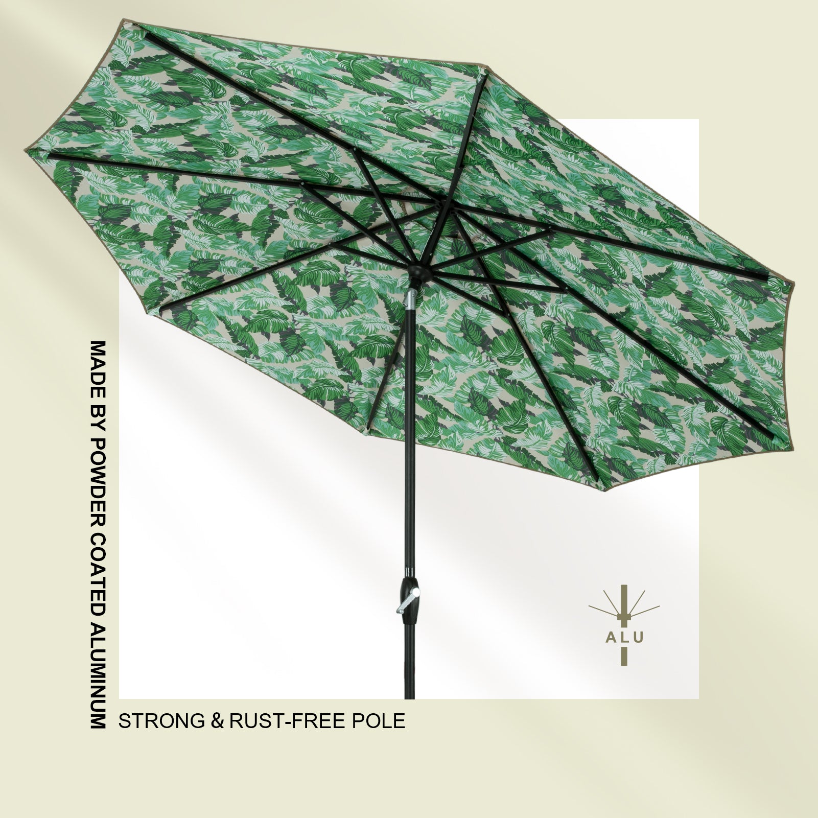 Tempera 10Ft Auto Tilt Flora Patio Umbrella Dual Taupe