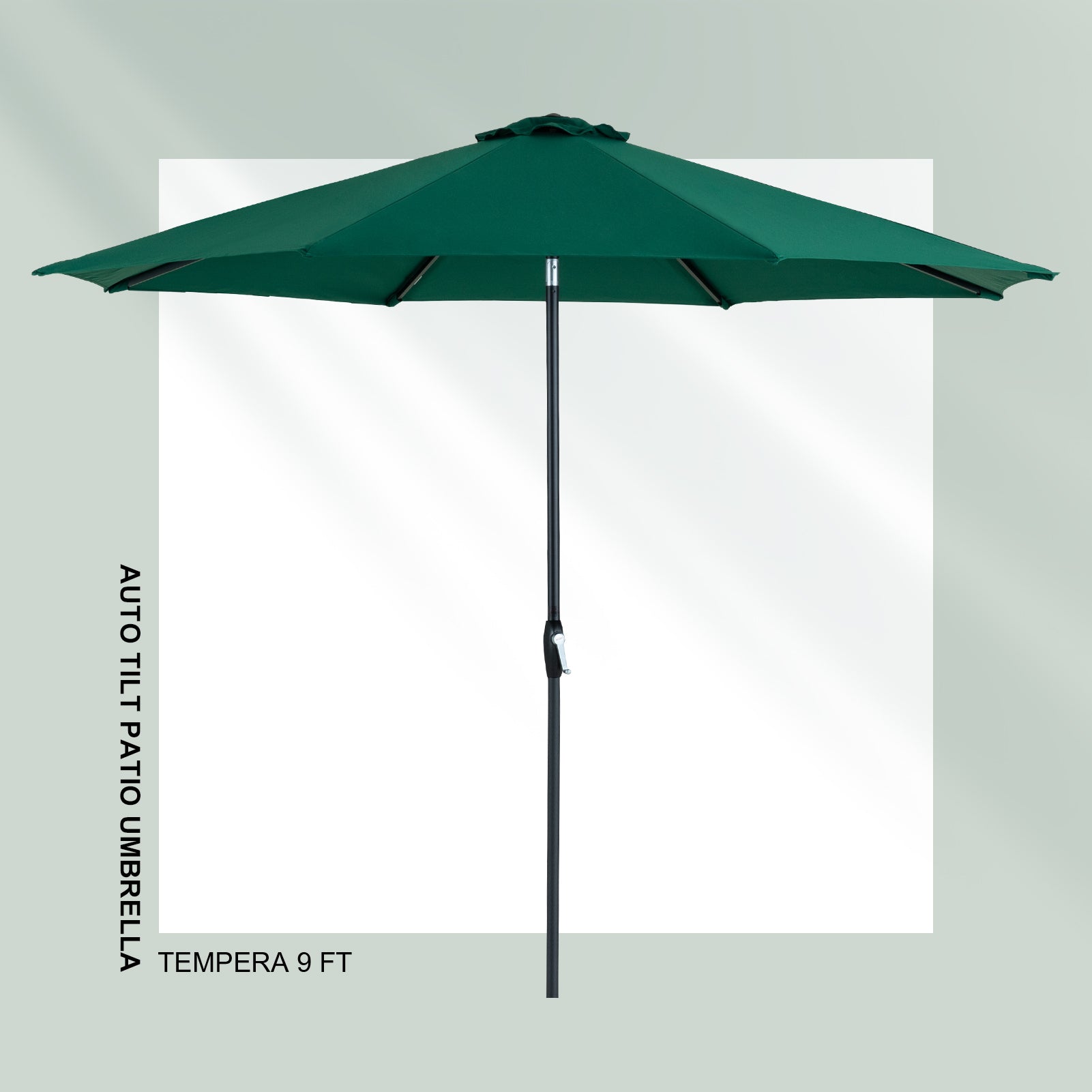 dark green patio umbrella Tempera 10Ft Auto Tilt Flora Forest coated frame Signed AFL 1960 - 69 MODEL/COLOR:BLACK