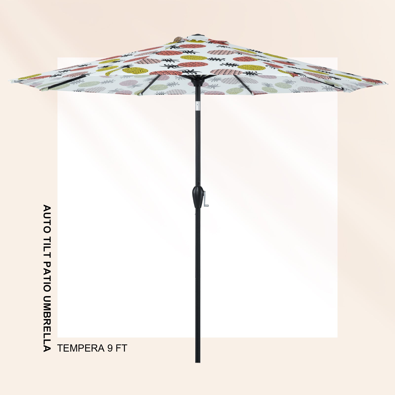 Tempera 9Ft Auto Tilt Flora Patio Umbrella PineApple