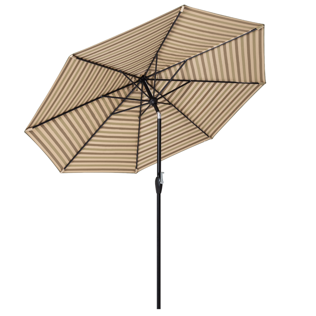 brown striped patio umbrella Tempera 9Ft Push Button Tilt Flora Patio Umbrella Green brown Stripe – Tempera Patio