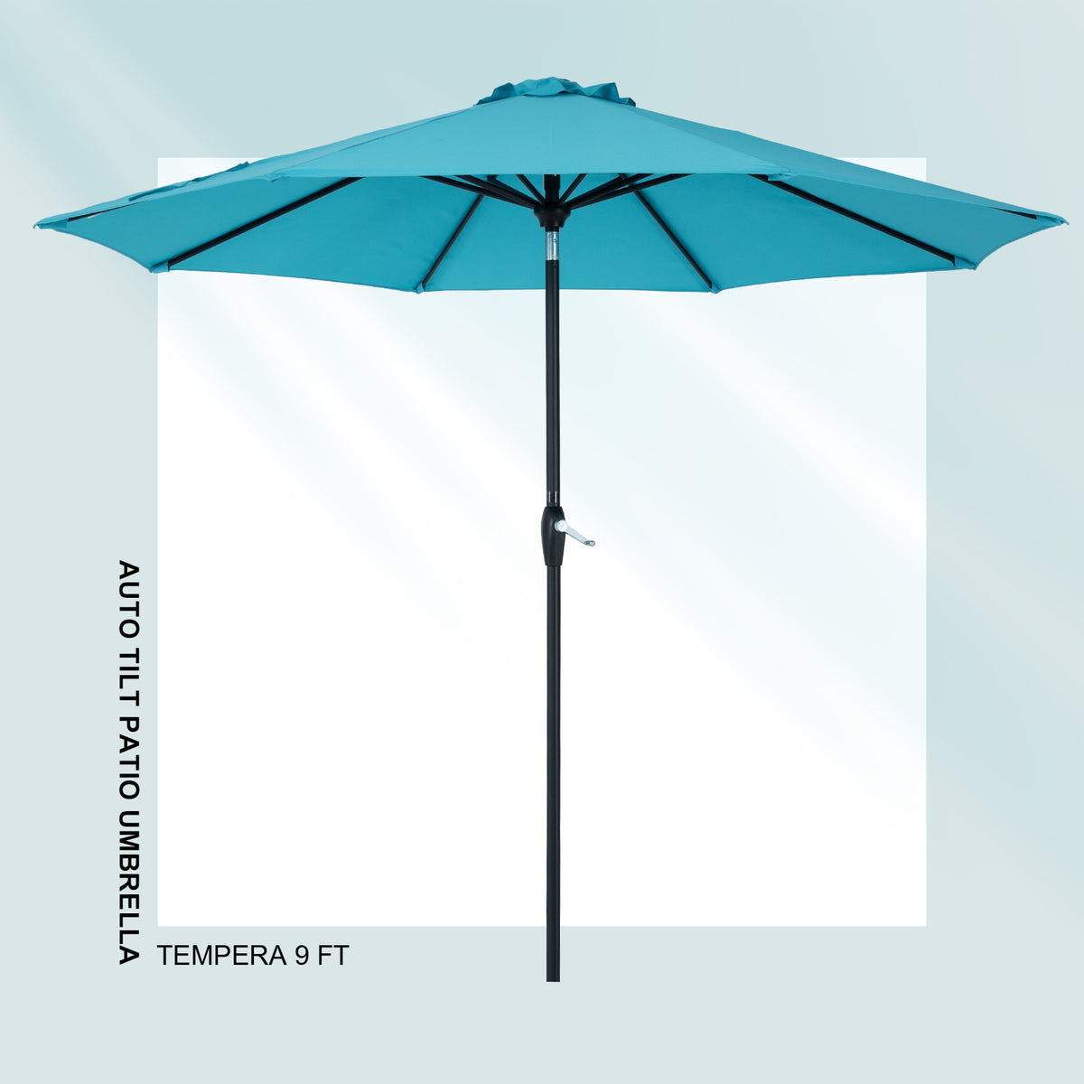 Tempera 9Ft Auto Tilt Flora Patio Umbrella Turquoise Tempera Patio