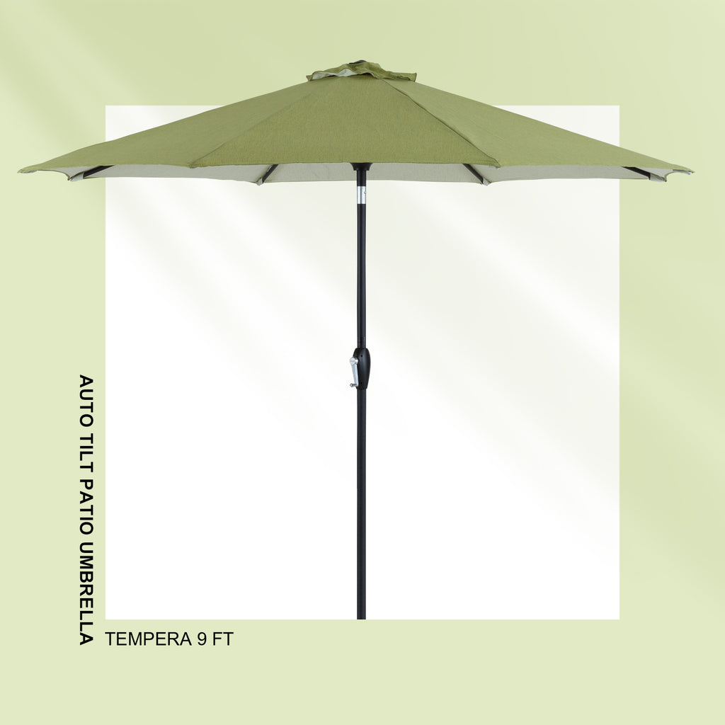 Tempera 9Ft Auto Tilt Flora Patio Umbrella Grass