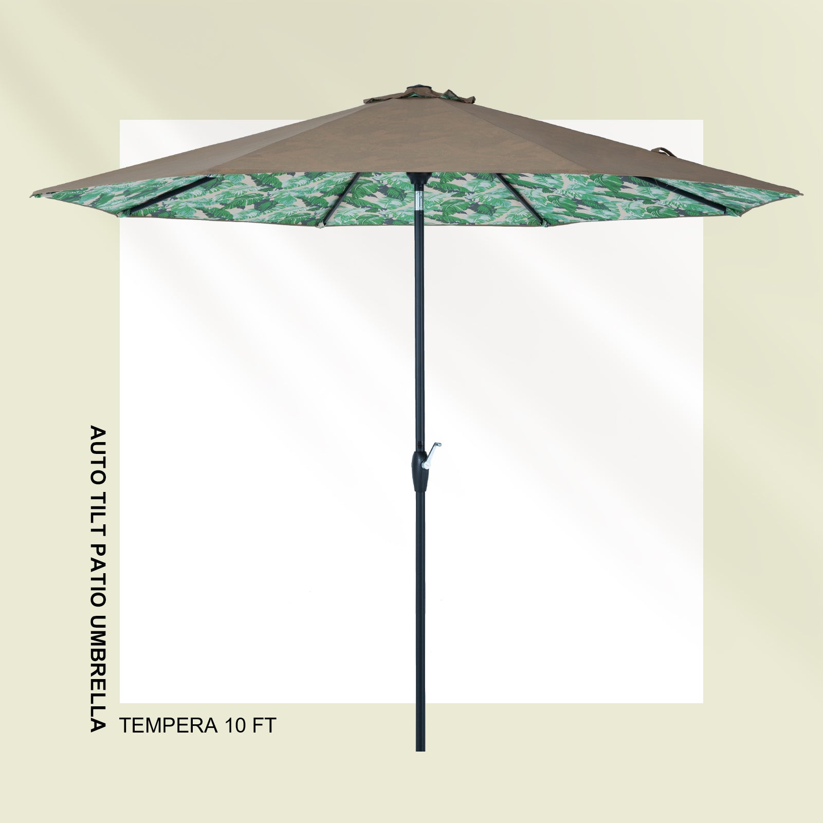 Tempera 10Ft Auto Tilt Flora Patio Umbrella Dual Taupe Tempera 10Ft Auto Tilt Flora Patio Umbrella Dual Taupe