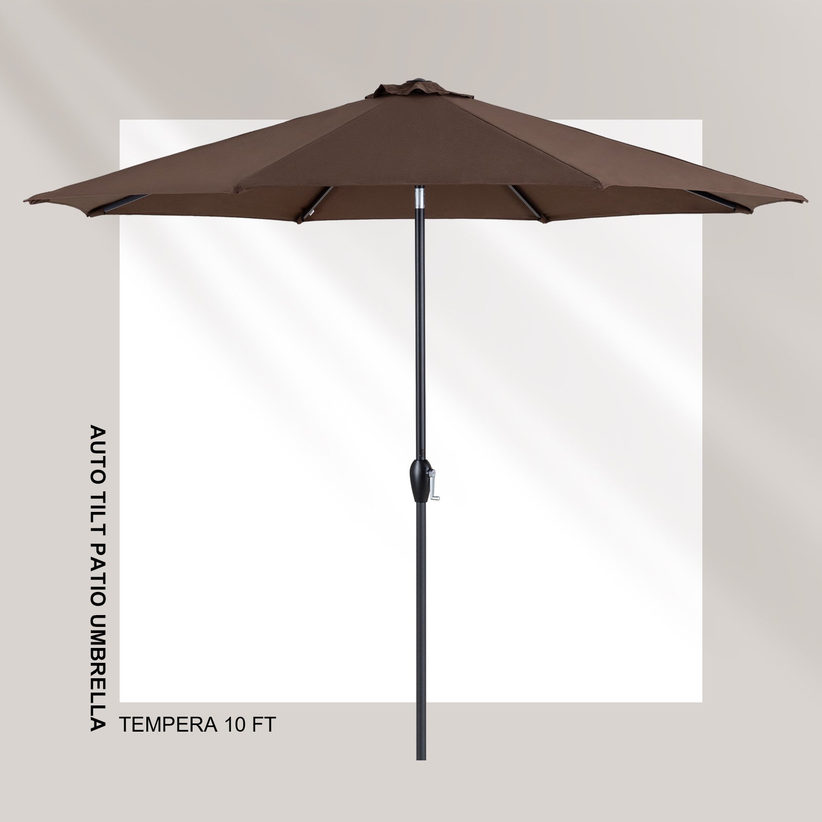 Tempera 10Ft Auto Tilt Flora Patio Umbrella Chocolate