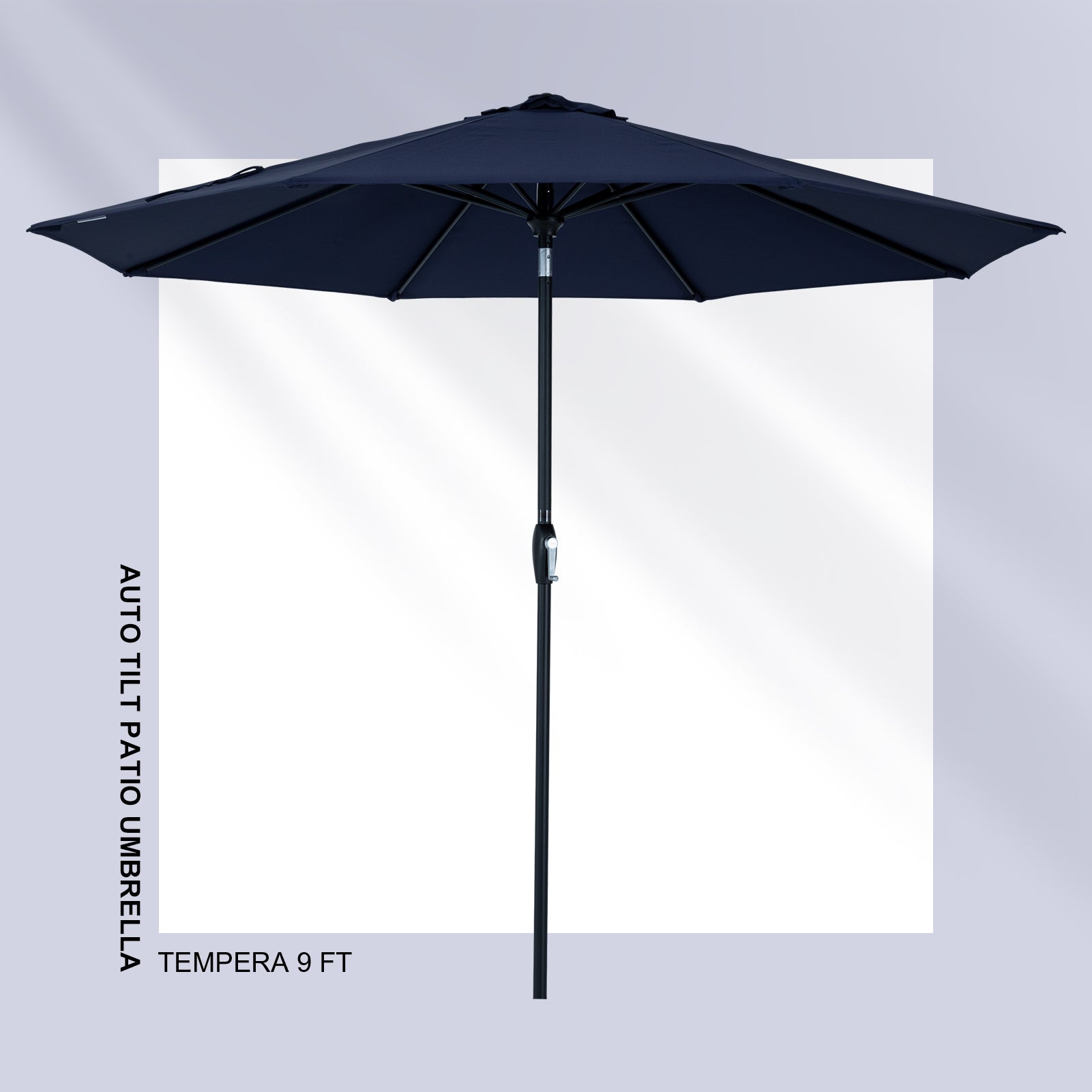 Tempera 9Ft Auto Tilt Flora Patio Umbrella Navy – Tempera Patio