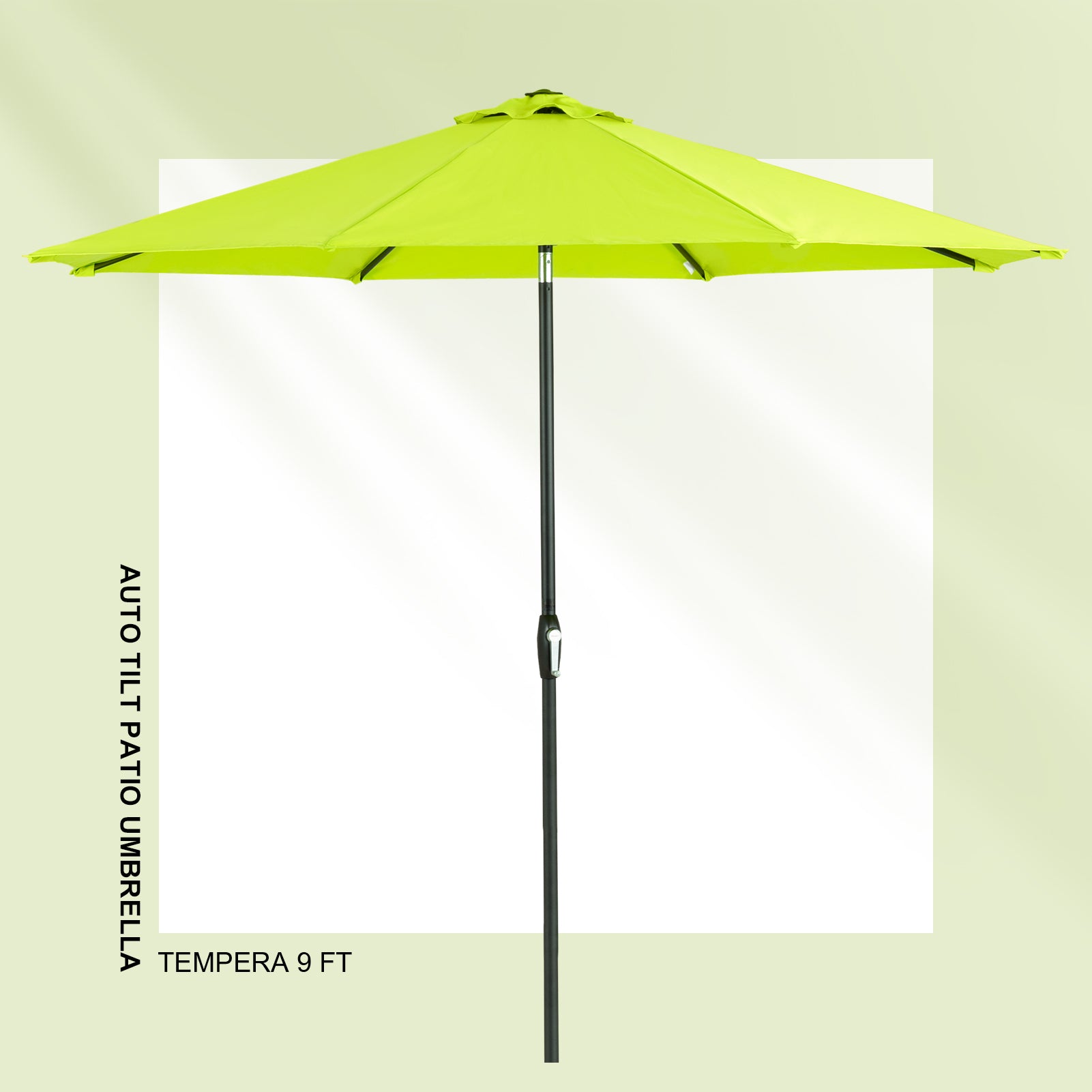 Tempera 9Ft Auto Tilt Flora Patio Umbrella Apple Green