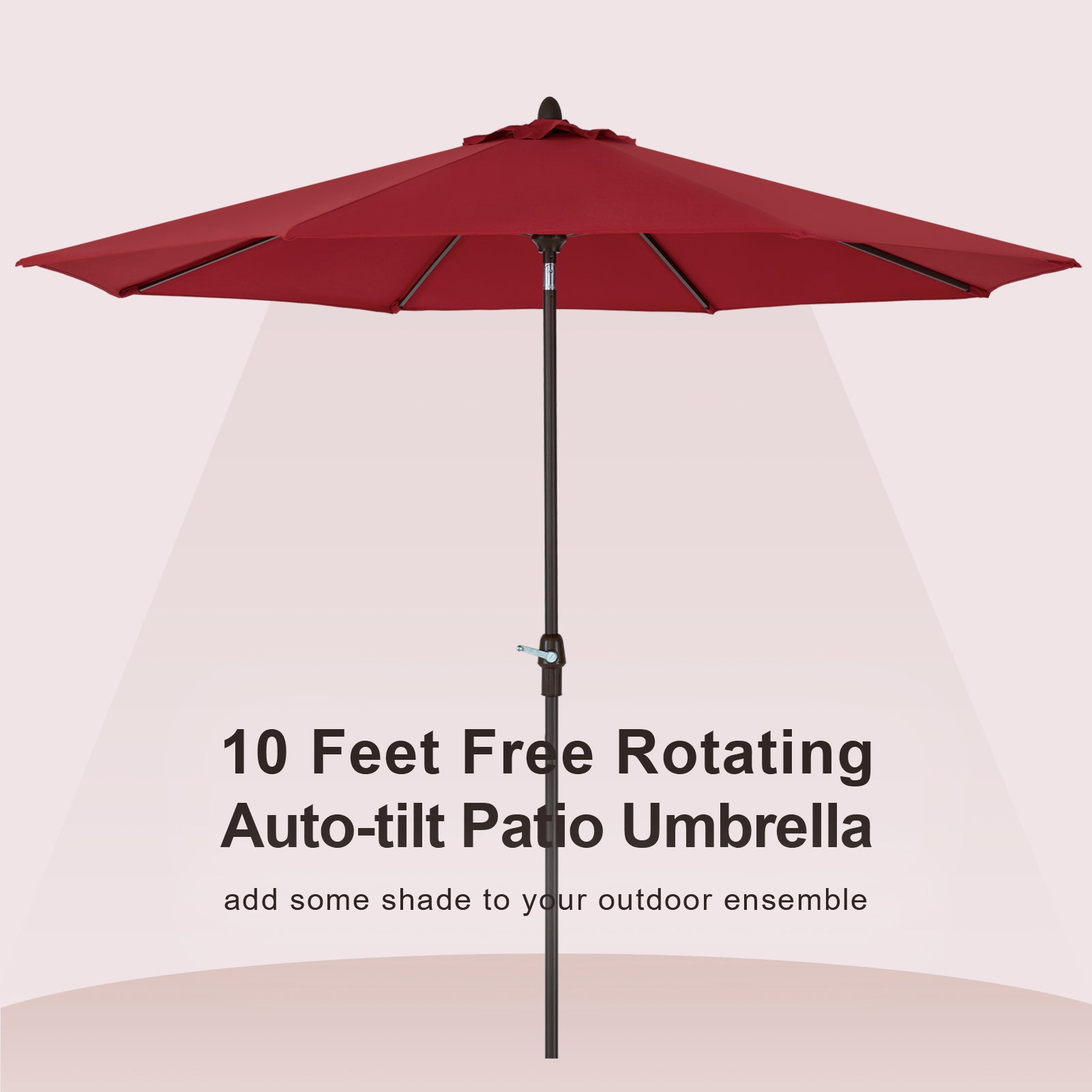 Tempera Sunbrella 10 ft Auto-Tilt Outdoor Umbrella Cherry