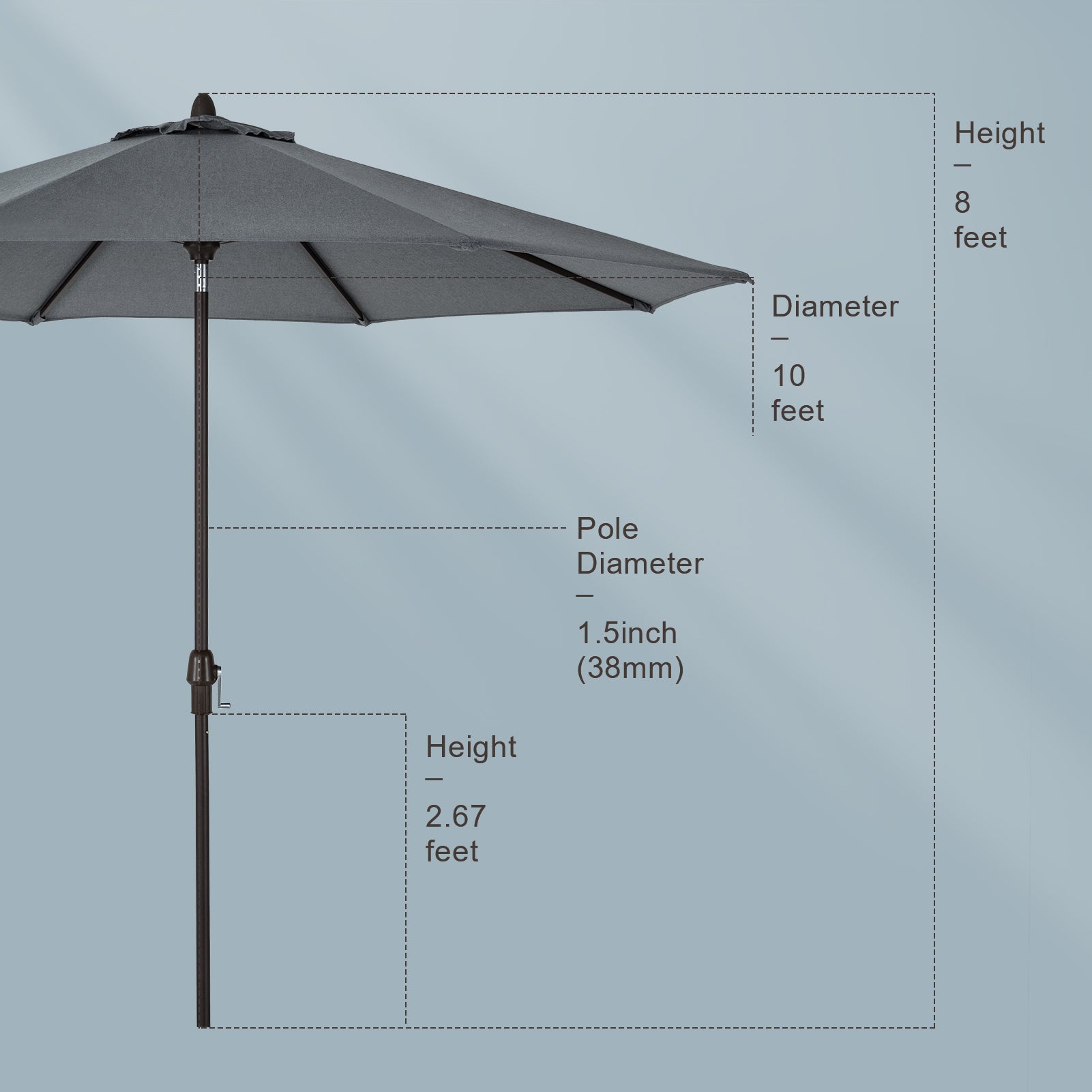 10 inch patio umbrella Tempera Sunbrella 10 ft Auto-Tilt Outdoor Umbrella Cherry