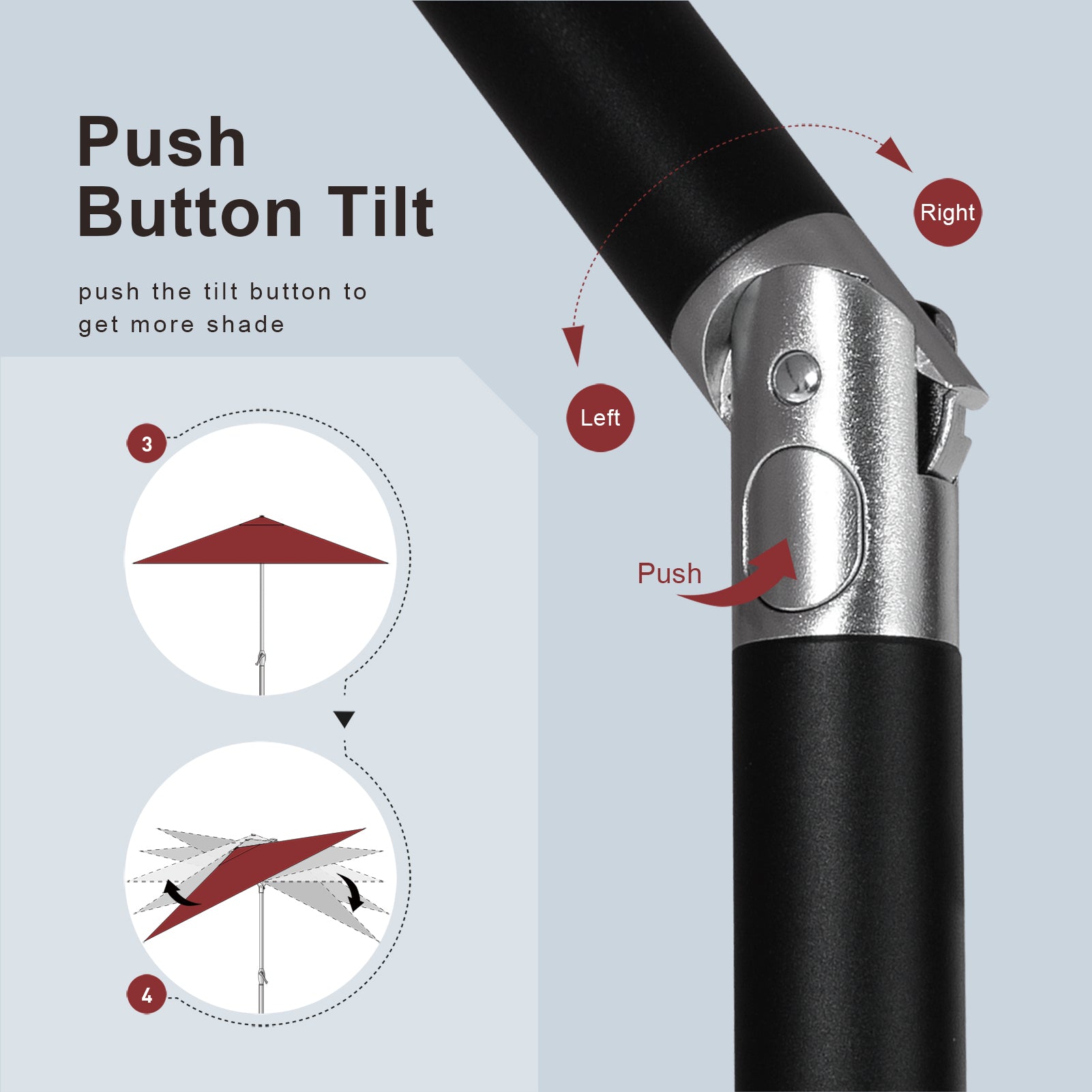Tempera 9Ft Push Button Tilt Flora Patio Umbrella Blue Stripe