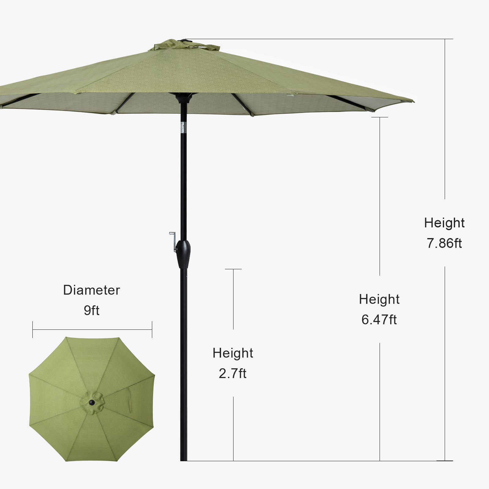 height of 9 foot patio umbrella Tempera 9Ft Push Button Tilt Flora Patio Umbrella Green Stripe – Tempera Patio