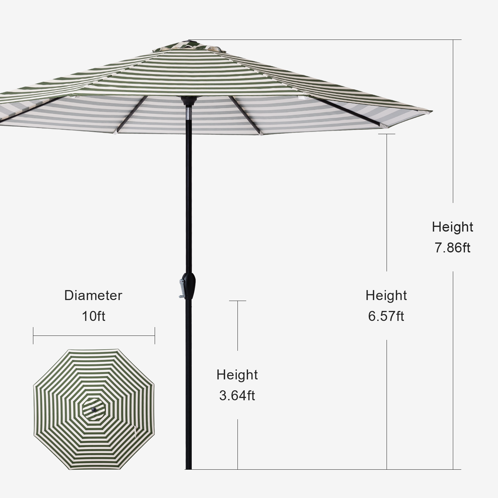 Tempera 10Ft Auto Tilt Flora Patio Umbrella Lan Stripe Tempera 10Ft Auto Tilt Flora Patio Umbrella Lan Stripe